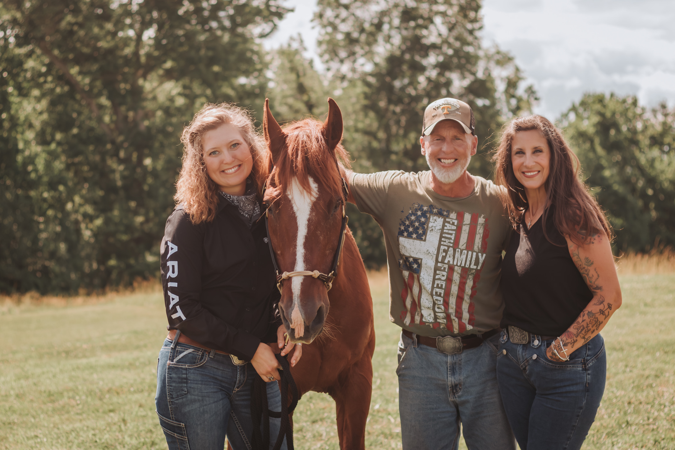 Working with a palomino at liberty in the field